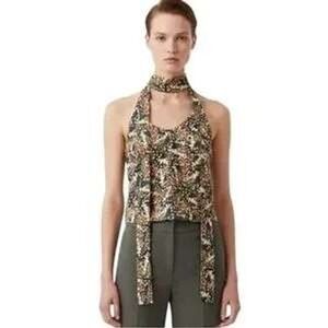 Wildfang Empower Satin Cami Womens Large Butterfly Print Neck Tie Sleeveless Top